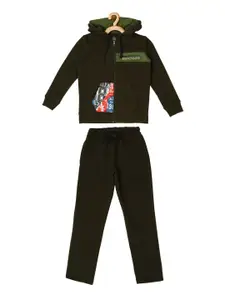 Sweet Dreams Boys Olive Green Solid Track Suit