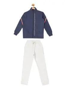 Sweet Dreams Boys Navy Blue & White Solid Track Suit