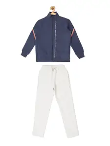 Sweet Dreams Boys Navy Blue & White Solid Track Suit