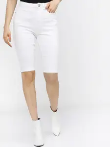 Tokyo Talkies Women White Denim Shorts