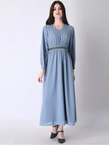 FabAlley Blue Embellished Maxi Dress