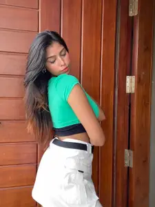 Tokyo Talkies Women White Solid Belted Straight-Fit A-Line Mini Skirt