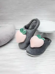 Brauch Women Grey & Pink Embellished Room Slippers