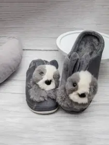 Brauch Brauch Women Grey & White Cute Rabbit Winter-G Furry Room Slippers
