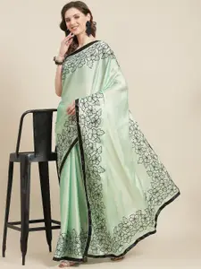 SERONA FABRICS Green Floral Sequinned Heavy Work Saree
