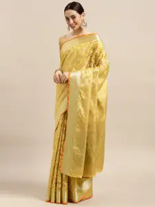 Saree mall Yellow & Golden Ethnic Motifs Banarasi Sarees