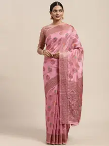 Saree mall Pink Ethnic Motifs Banarasi Saree
