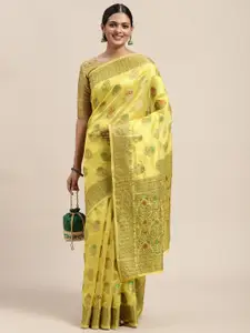 Saree mall Yellow Ethnic Motifs Banarasi Saree