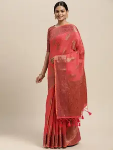 Saree mall Pink Paisley Silk Blend Banarasi Saree