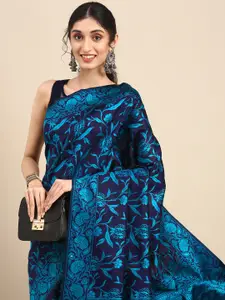 Anouk Navy Blue Woven Design Silk Blend Saree