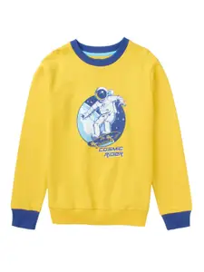 Cub McPaws Boys Yellow Printed Pure Cotton Sweatshirt