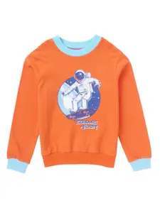 Cub McPaws Boys Orange Printed Sweatshirt