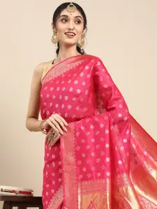Anouk Fuchsia Woven Design Pure Silk Heavy Work Banarasi Saree