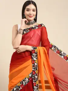 Anouk Black & Red Tie and Dye Pure Georgette Saree