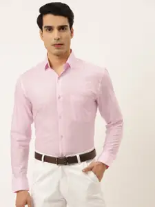 JAINISH Men Pink Solid Pure Cotton Comfort Fit Formal Shirt