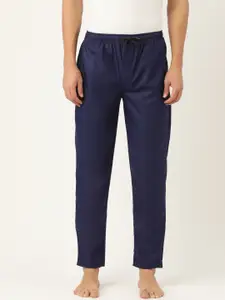 JAINISH Men Navy Blue Solid Cotton Lounge Pants