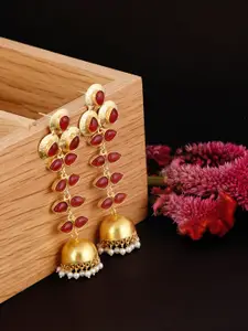 FIROZA Gold-Toned Dome Shaped Jhumkas Earrings