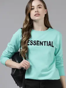 The Dry State Women Sea Green Printed Sweatshirt