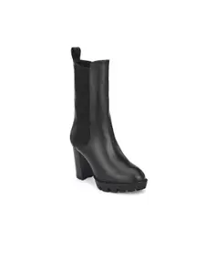 Delize Black High-Top Block Heeled Boots