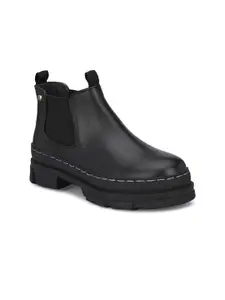 Delize Black Chelsea Block Heeled Boots