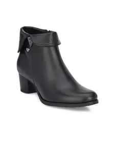 Delize Black Mid-Top Block Heeled Boots