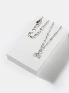 SHAYA Silver-Toned CZ-Studded Pendant Sterling Silver Necklace