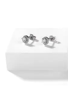 SHAYA 925 Silver Cubic Zirconia Contemporary Studs Earrings