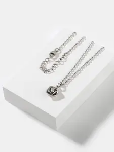 SHAYA Silver-Toned 925 Silver A New Bloom Rose Pendant Necklace
