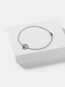SHAYA Women Silver-Toned Silver Cubic Zirconia Charm Bracelet