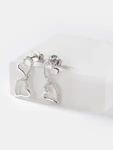 SHAYA 925 Silver CZ Heart Shaped Studs Earrings