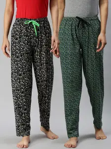 Kryptic Kryptic Women Pack Of 2 Printed Pure Cotton Lounge Pants