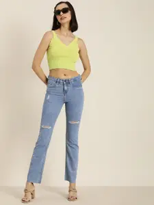 Moda Rapido Women Blue Slim Fit Low Distress Stretchable Jeans