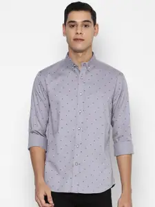 FOREVER 21 Men Grey Slim Fit Opaque Printed Casual Shirt
