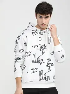 HIGHLANDER Men White Printed Hooded Sweatshirt
