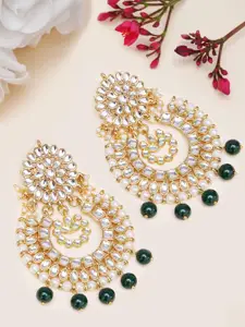 KARATCART Green & Gold-Plated Classic Chandbalis Earrings