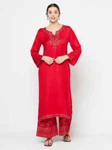 Safaa Red Viscose Rayon Unstitched Dress Material