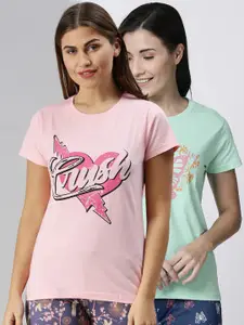 Kryptic Women Pack Of 2 Printed Pure Cotton T-Shirts