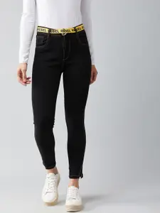 DOLCE CRUDO Women Black Skinny Fit Stretchable Jeans