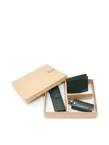 tohl Men Green Set Of 3 Leather Two Fold Wallet Gift Set