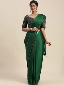 Mitera Green Sequinned Border Saree