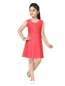 Aarika Girls Red Solid Sleeveless A-Line Dress