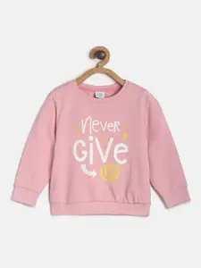 MINI KLUB Girls Pink Printed Sweatshirt