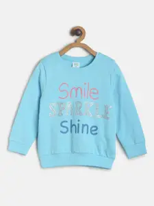 MINI KLUB Girls Blue Printed Sweatshirt