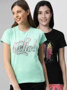 Kryptic Women Pack Of 2 Printed Pure Cotton Lounge T-Shirts
