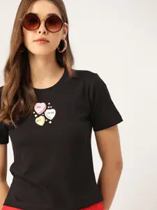 DressBerry Women Black Printed T-shirt