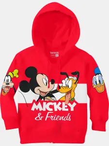 BONKIDS Boys Red Mickey Boys Printed Hooded Sweatshirt