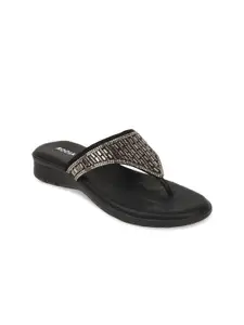 Rocia Black Embellished Comfort Sandals
