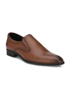 Delize Men Tan Brown Solid Formal Slip-On Shoes