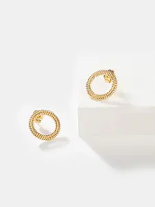 SHAYA Gold-Toned Circular Studs Earrings