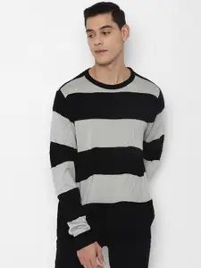 FOREVER 21 Men Grey & Black Striped Pullover